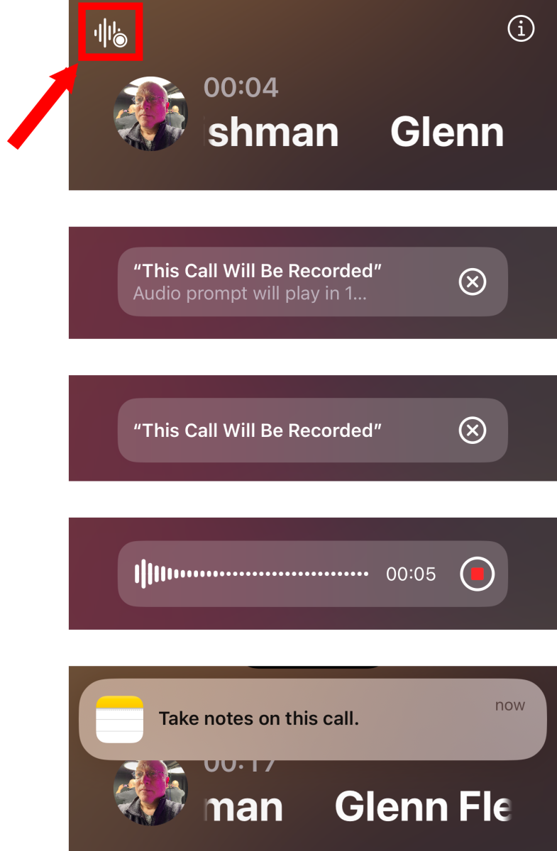 iOS 18.1 call recording sequence