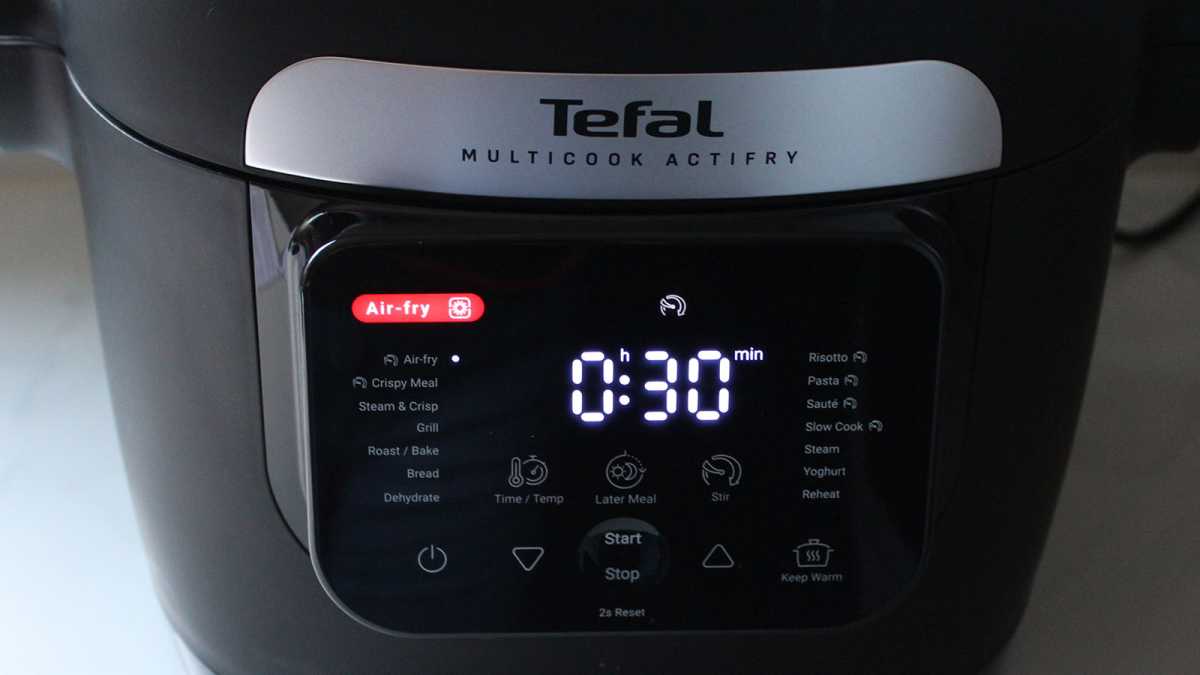 Close-up of Tefal controls 