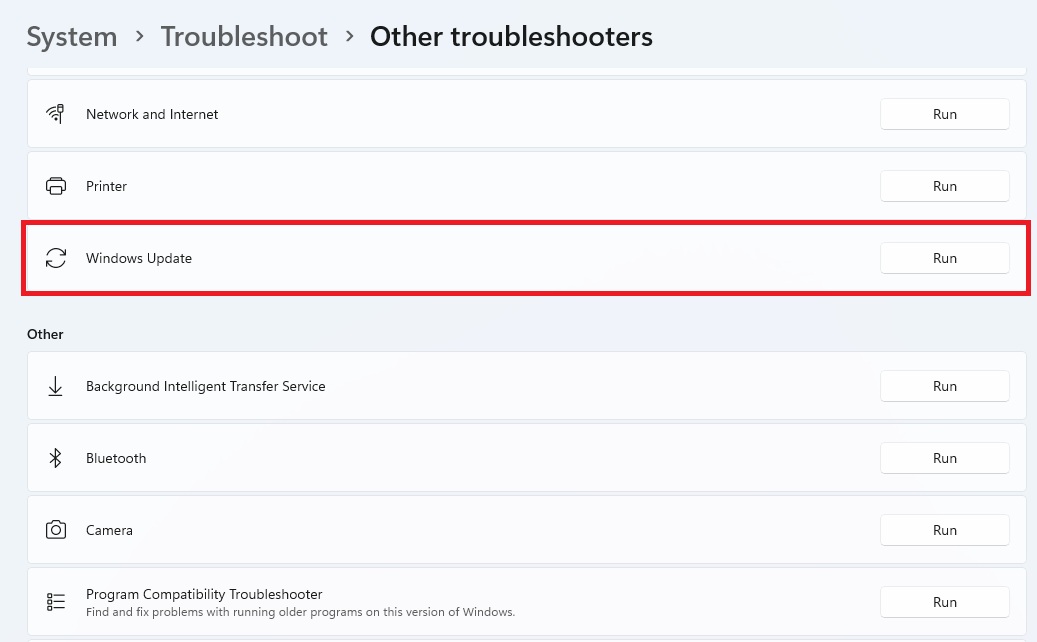 Windows Update Troubleshoot