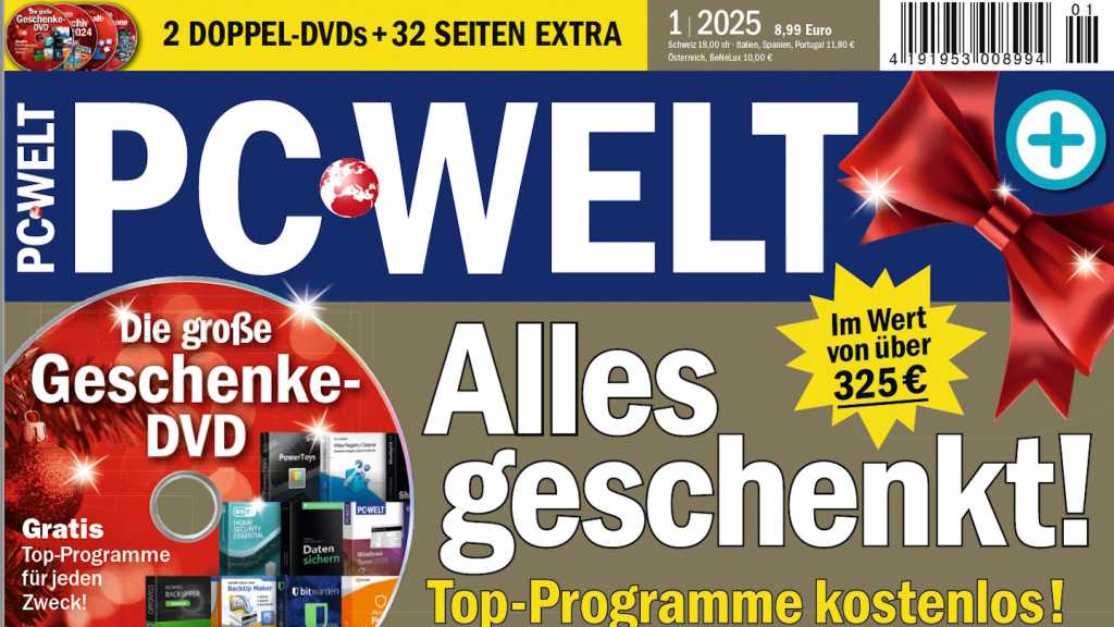 Image: PC-WELT 1/2025 jetzt am Kiosk: 11 Vollversionen und Heft-Archiv geschenkt!