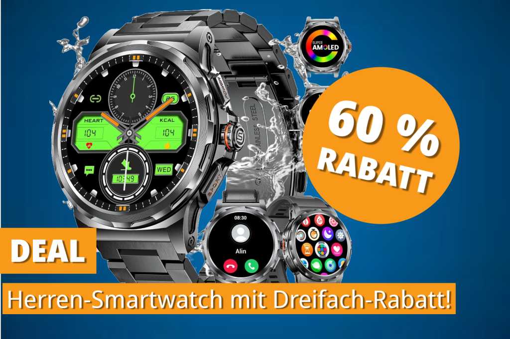 Image: MilitÃ¤r-Smartwatch mit Dreifach-Rabatt: Elegant wie eine Herrenuhr, stark wie ein Outdoor-Begleiter!