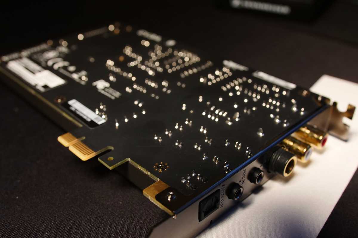 Close up of PCIe audio sound card