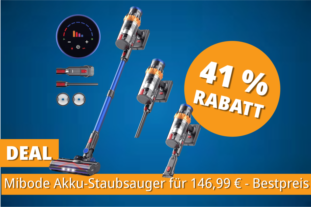 Image: Dyson kann einpacken: Mibode Akku-Staubsauger mit 45.000 Pa Saugkraft fÃ¼r unter 150 Euro