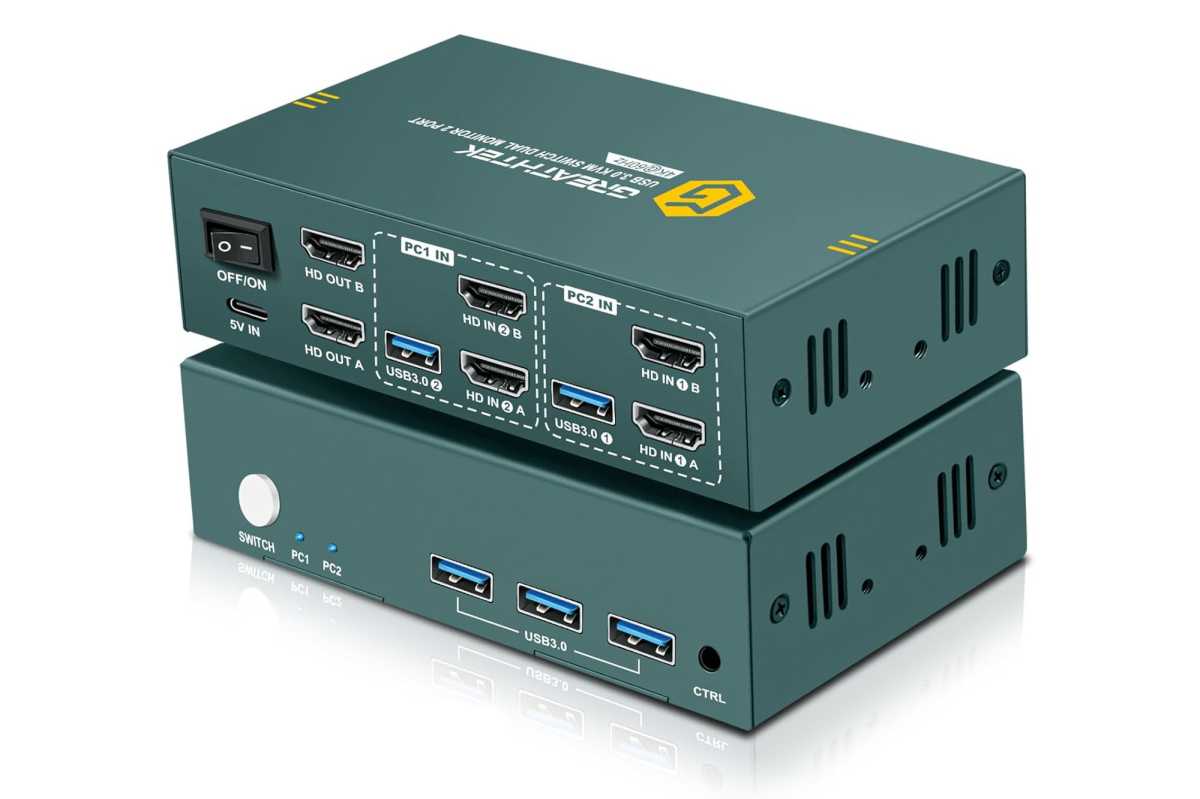 Evatek HDMI KVM Switch front and back product shot