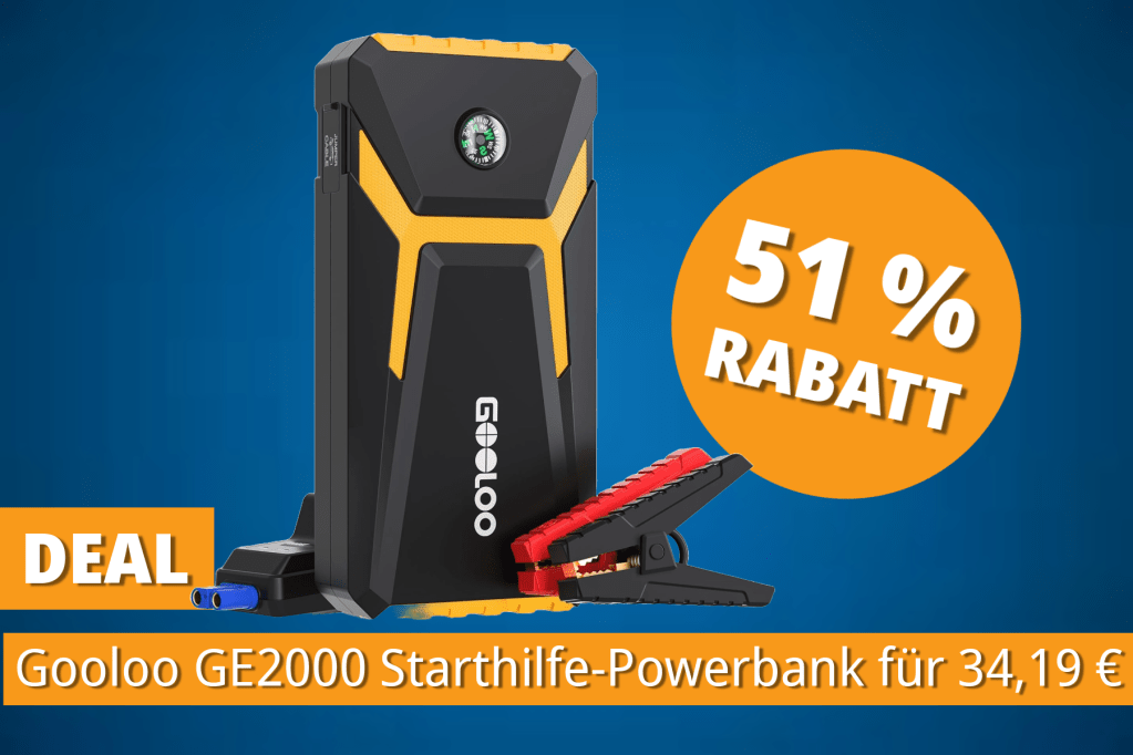 Image: Das gehÃ¶rt in jedes Auto: Bestseller Starthilfe-Powerbank dank Extra-Rabatt Ã¼ber die HÃ¤lfte gÃ¼nstiger