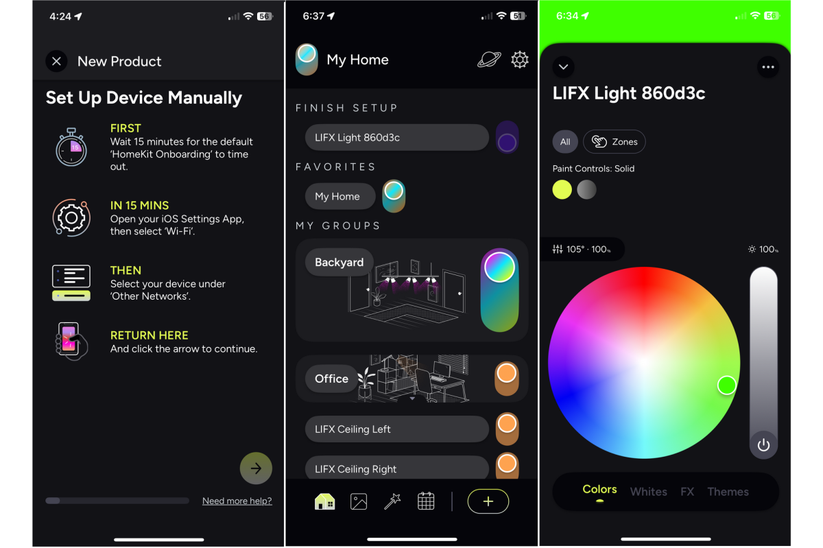 LIFX permanent lights app screenshots