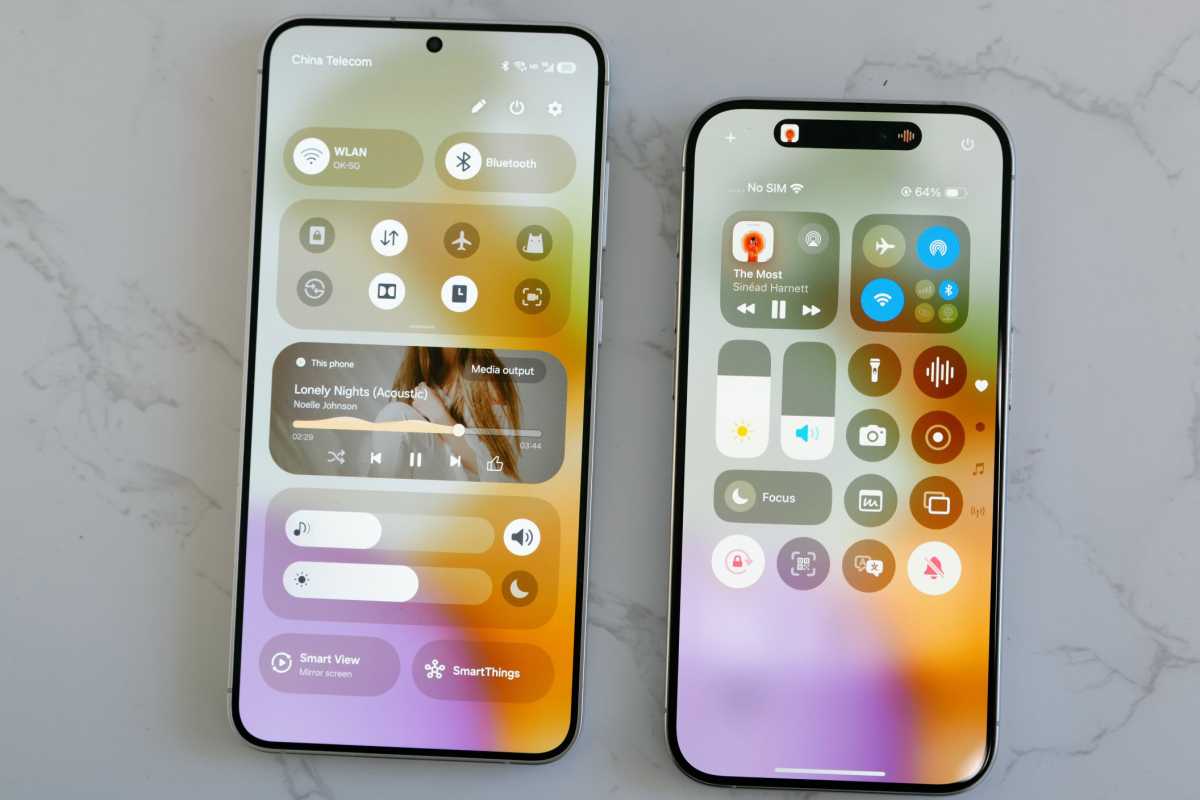 One UI 7 and iOS 18: Control Center