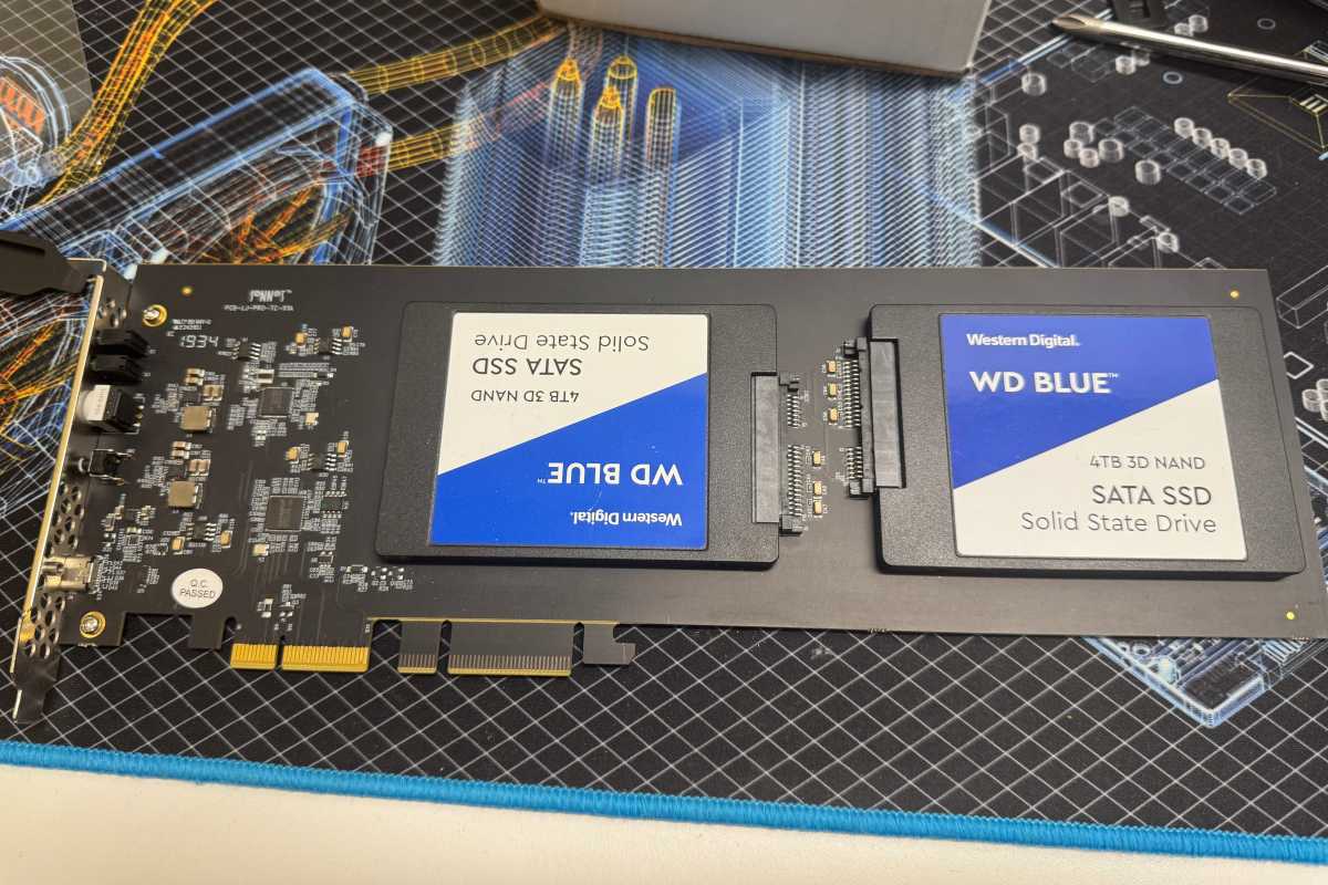 SATA SSDs in RAID array in PCIe storage card solution