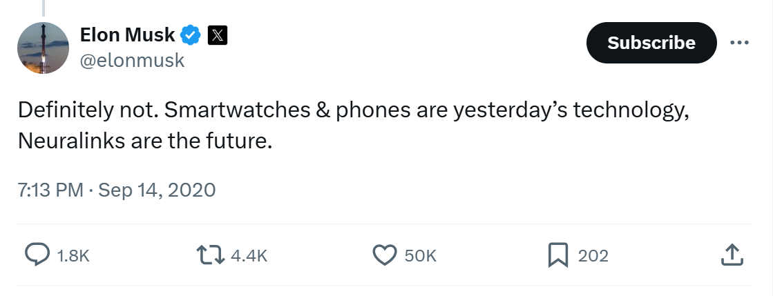 Elon Musk on smartwatches and phone 2020