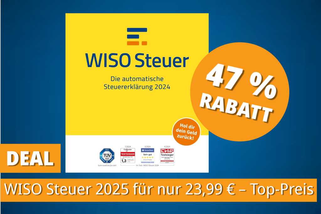 Image: Nie wieder Steuerstress: WISO Steuer 2025 im Top-Deal â jetzt fÃ¼r 23,99 Euro zuschlagen