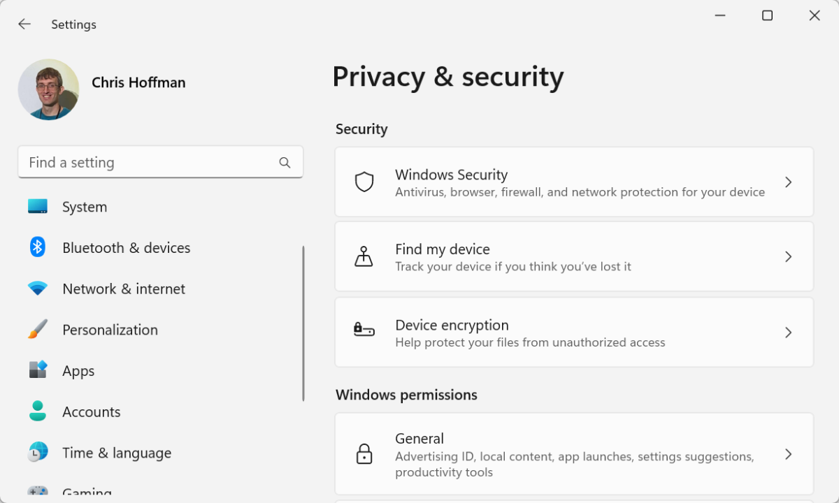 Windows 11 Device Encryption option in Settings screenshot