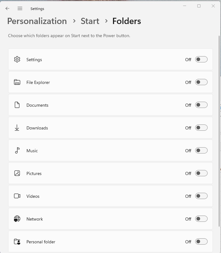 Windows personalization folders