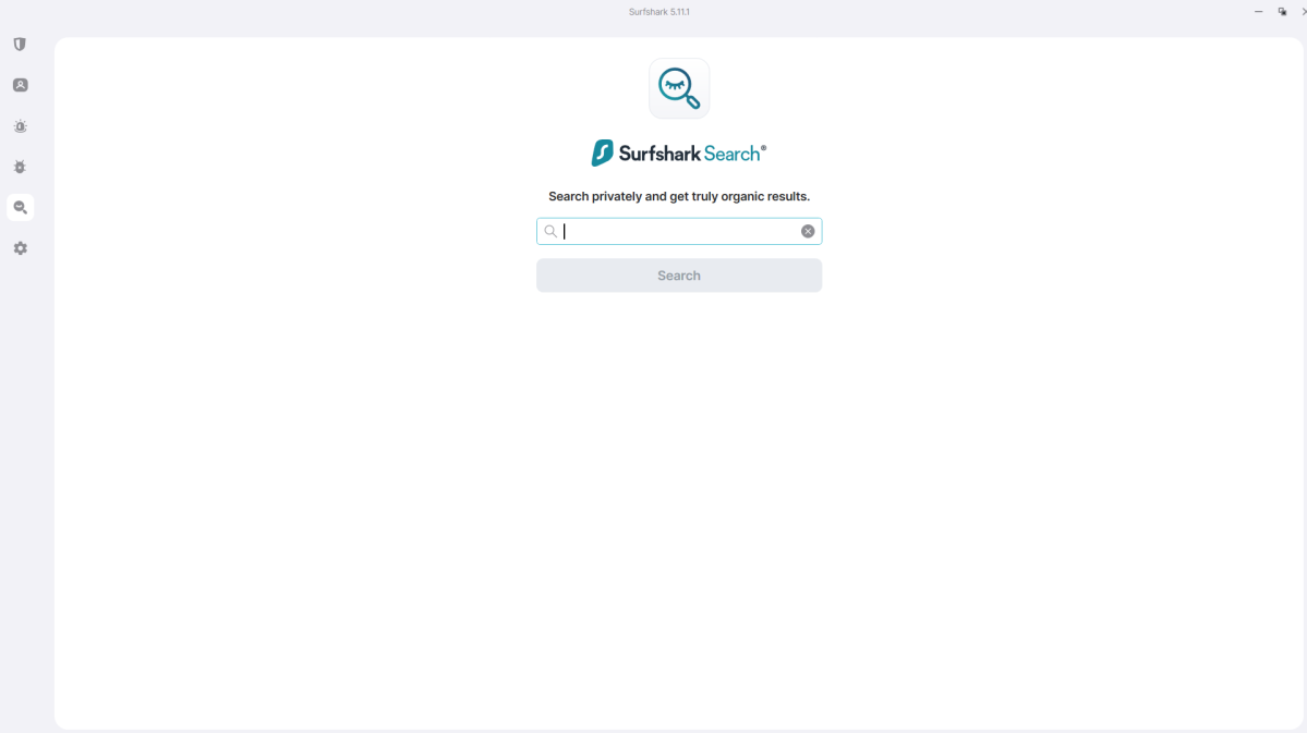 Surfshark Search interface in the app