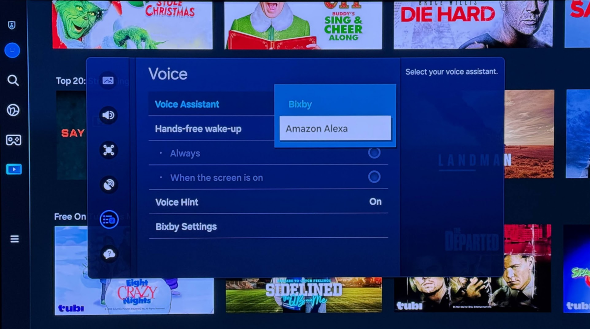 Choosing Alexa as the Voice Assistant on a Samsung TV