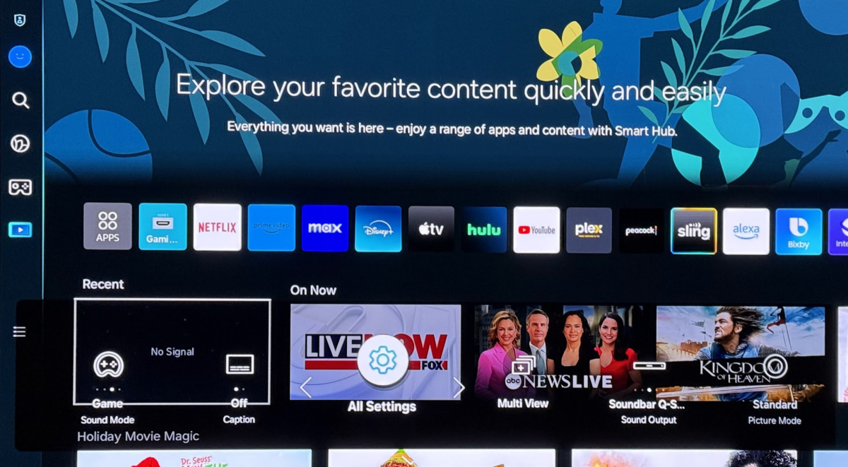 Moving items in Samsung's quick TV settings menu