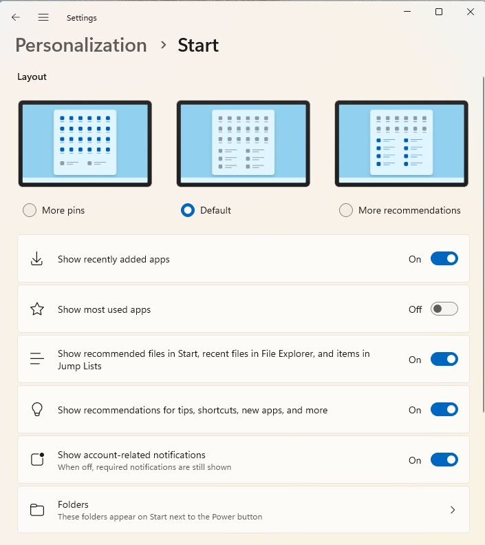 Windows Start menu personalization