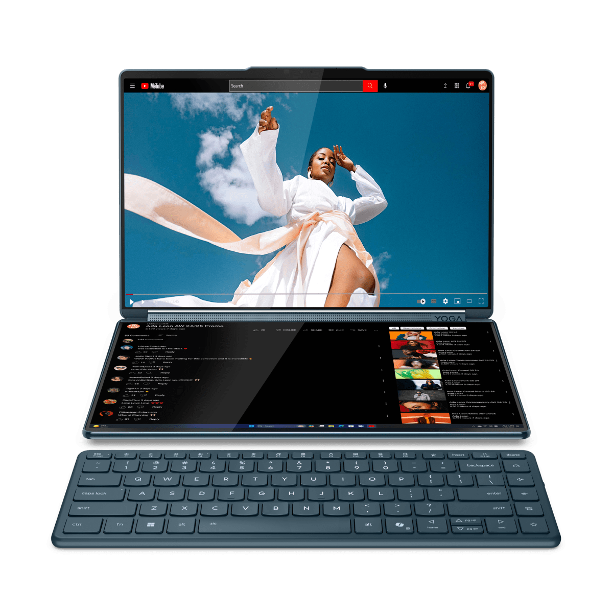 Lenovo Yoga Book 9i 14 10 Tidal Teal Keyboard Aligned with C Panel
