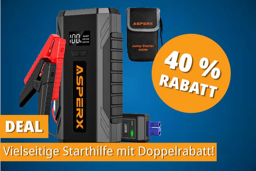 Image: So gÃ¼nstig wie nie: Doppelrabatt auf die Bestseller-Starthilfe-Powerbank von Asperx!