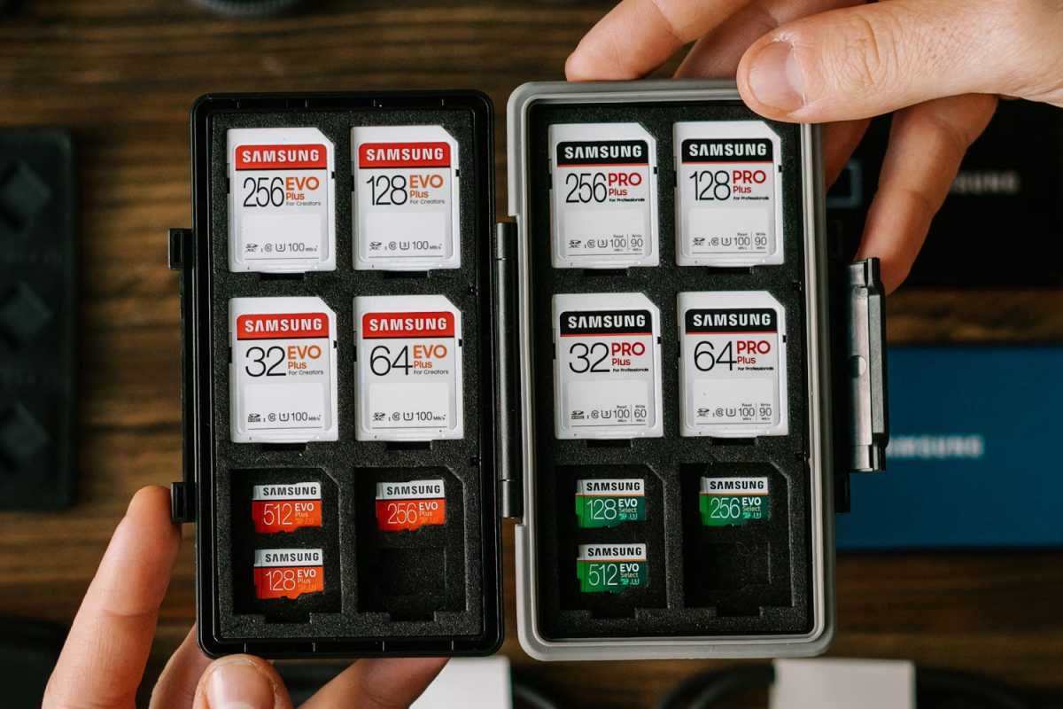 Carrying case full of Samsung SD cards and microSD cards