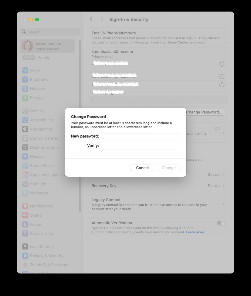 Change Apple ID password