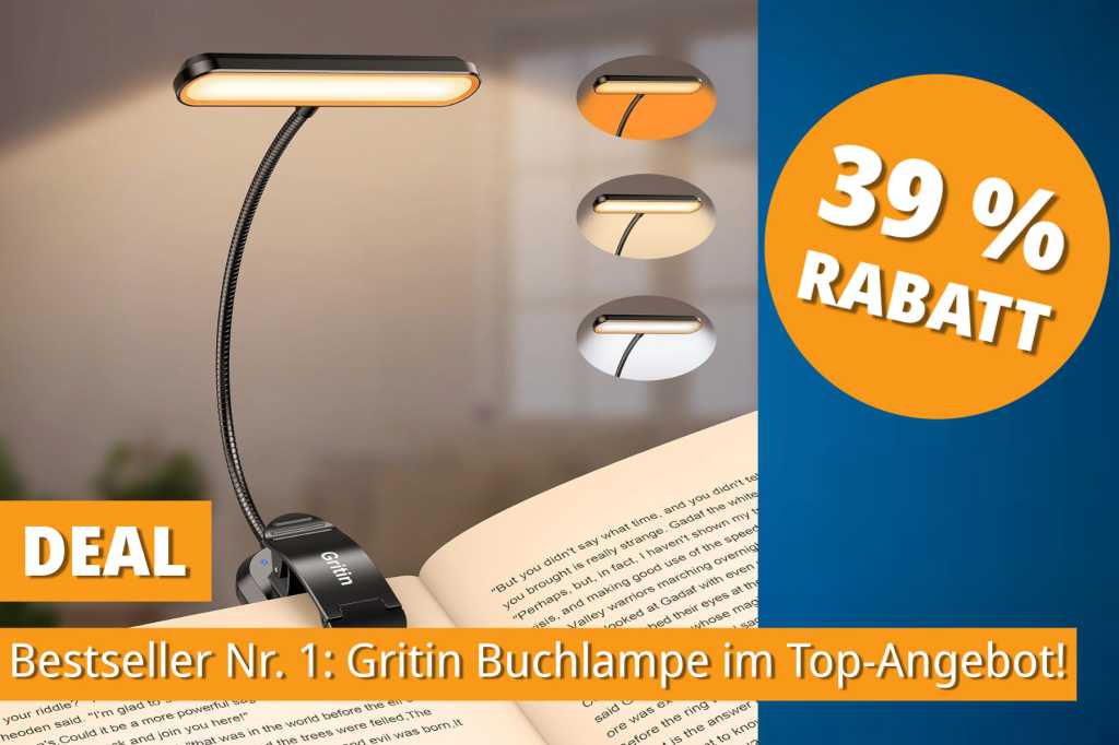 Image: GÃ¼nstiger als der Bestseller: Amazon senkt diese LED-Buchlampe auf unter 10 Euro