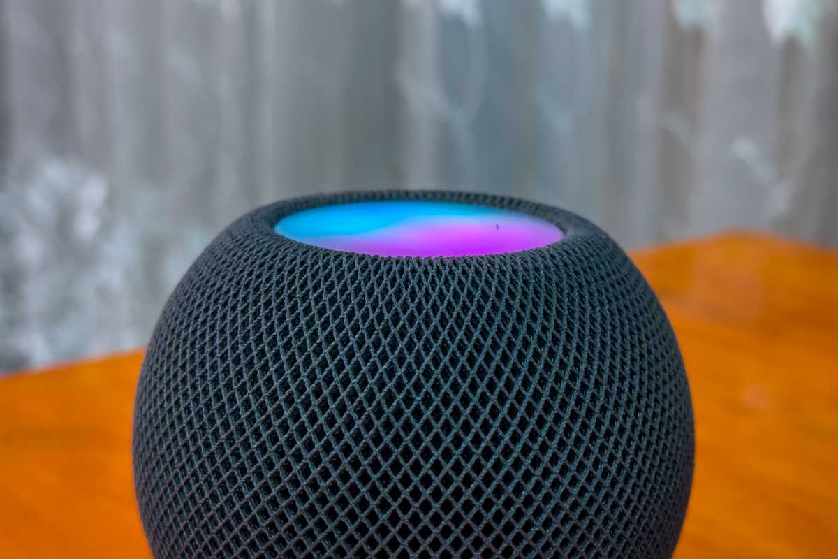 HomePod mini with glowing top display