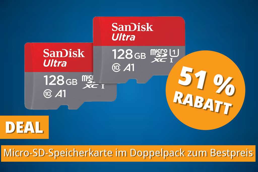 Image: Mehr Speicher: Sandisk microSD-Speicherkarten mit 128 GB im 2er-Pack fÃ¼r nur 20,99 Euro