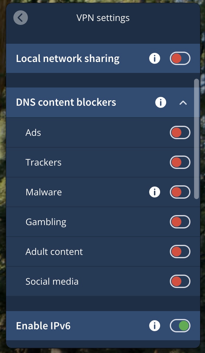 Mullvad VPN Content Blockers