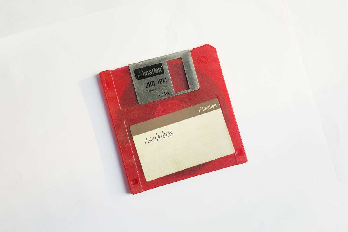 Red floppy disk Imation 2HD IBM