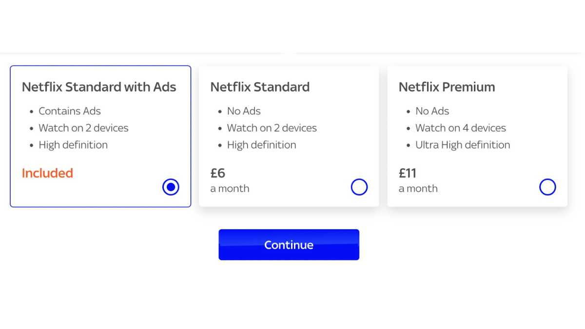 Sky Netflix subscriptions