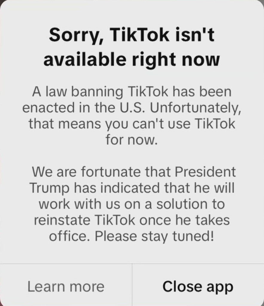 TikTok error message