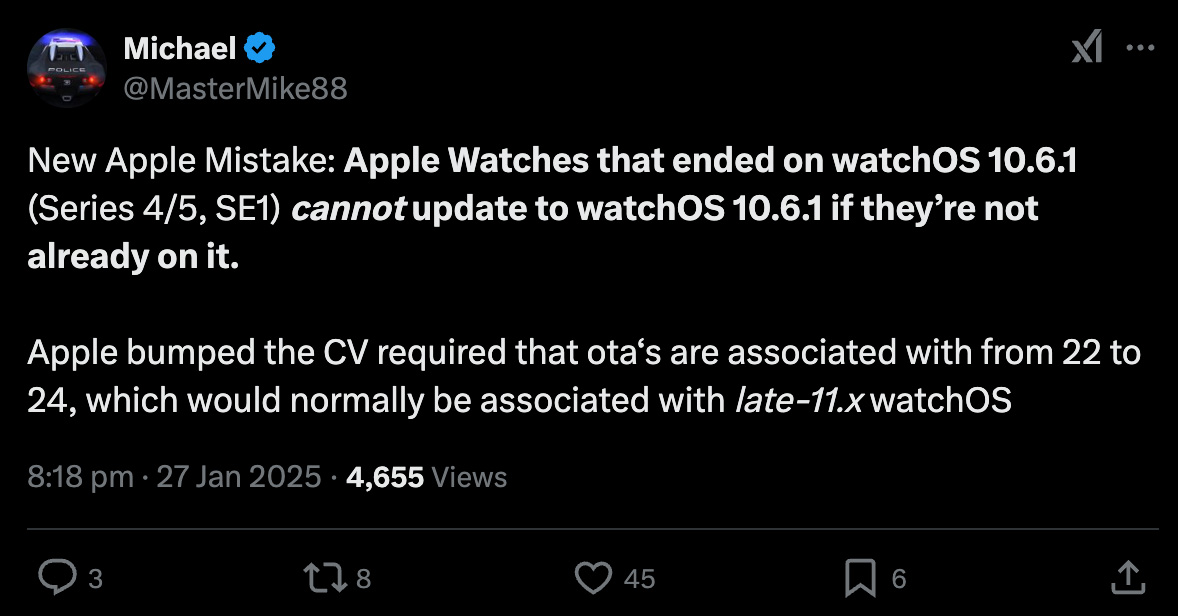 Whoops! Apple accidentally breaks watchOS updates on older devices