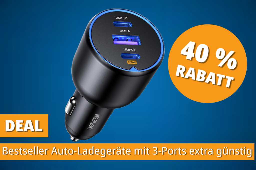 Image: Meistverkauftes Auto-LadegerÃ¤t mit satten 130 Watt und 3-Ports fÃ¼r unter 15 Euro bei Amazon