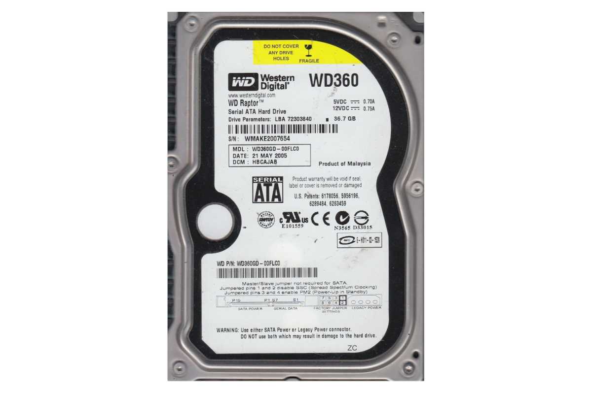 WD Raptor hard drive WD360GD