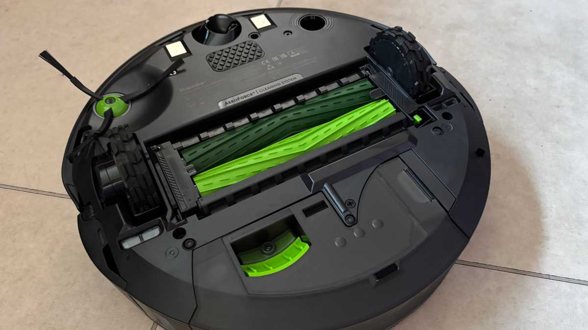 The robot vacuum turned upside down