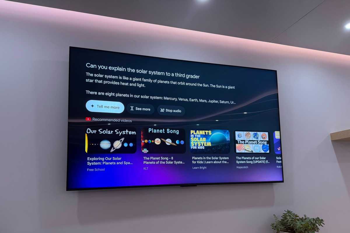 Gemini showing information about the solar system on a TV