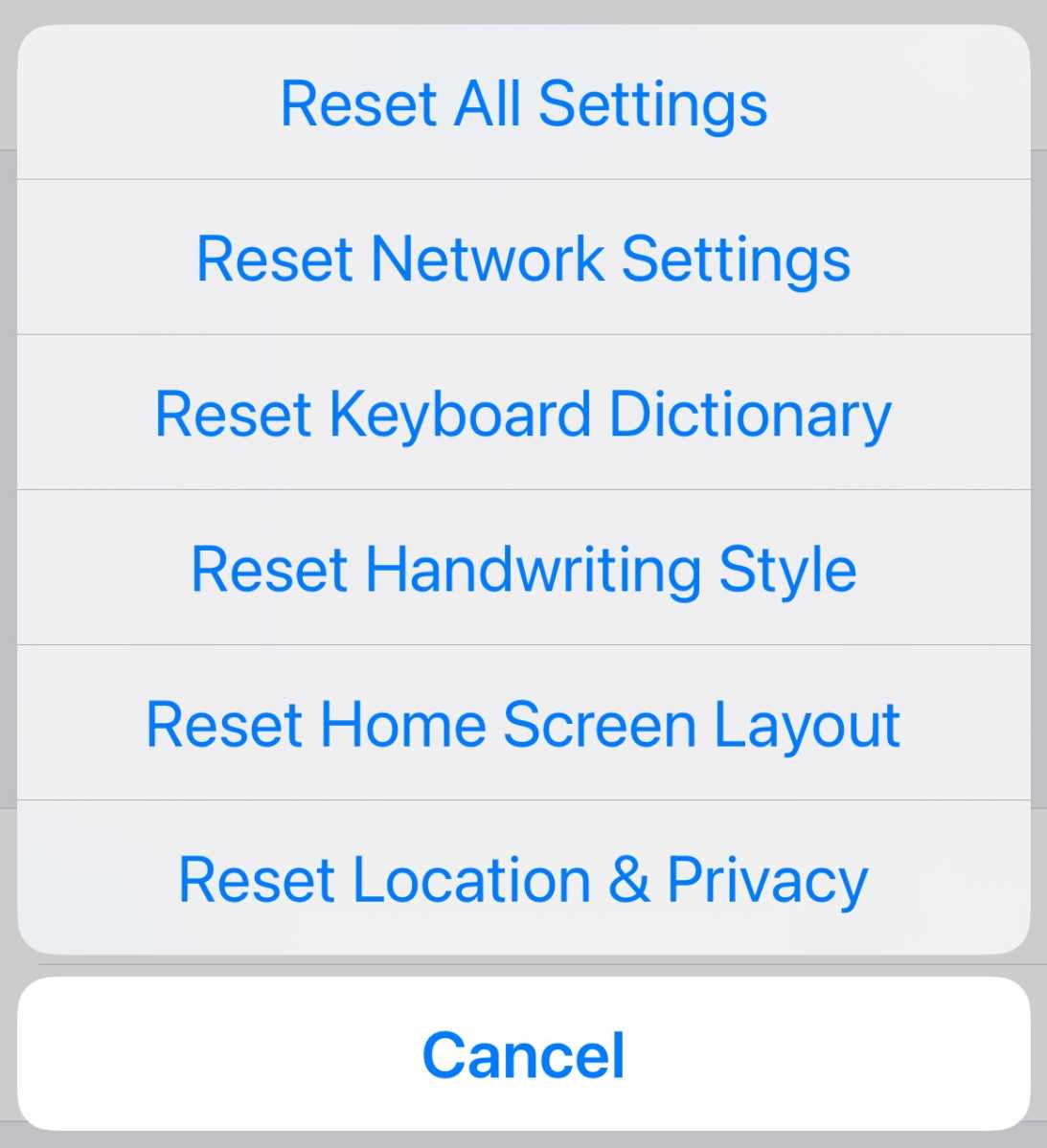 Reser network settings iPhone