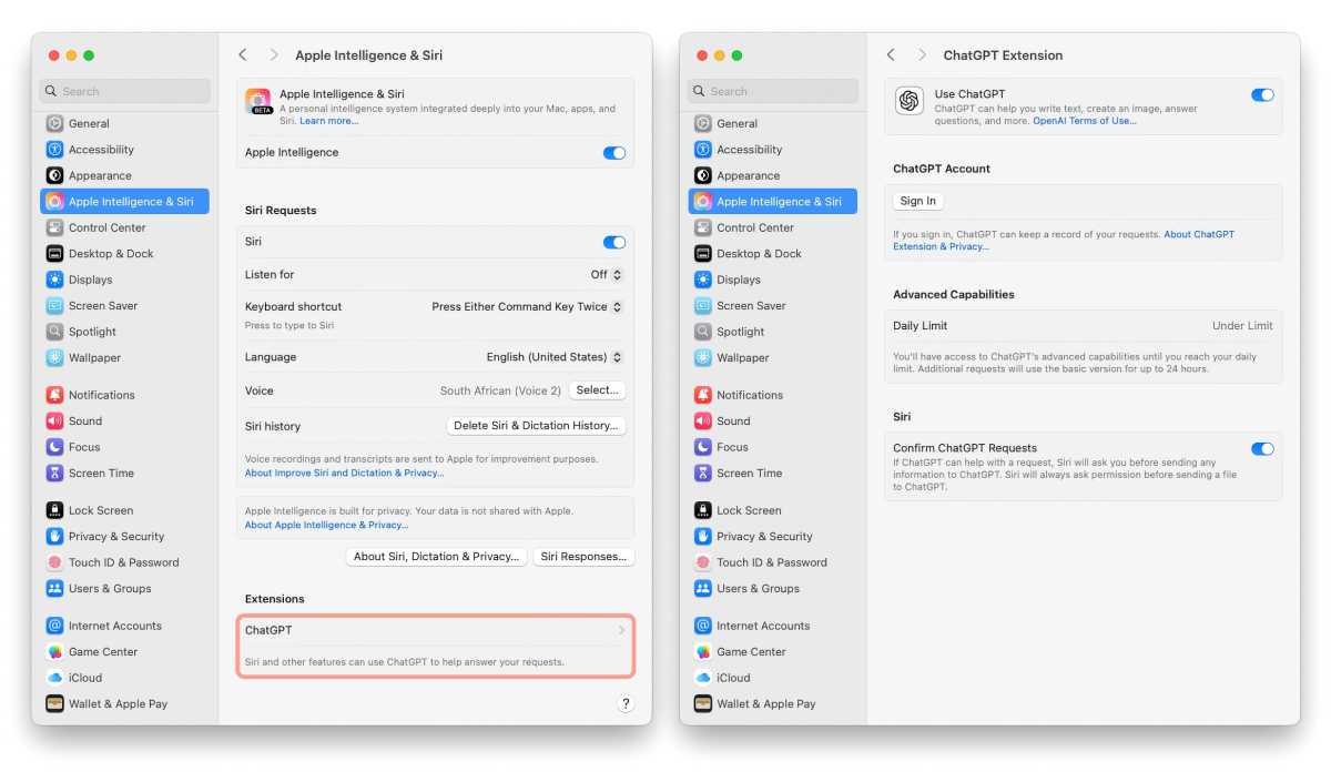 ChatGPT setting sequoia