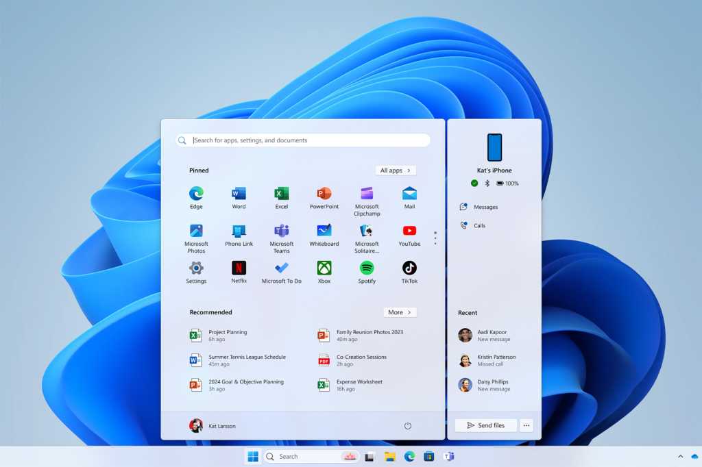 Image: Das iPhone kommt ins StartmenÃ¼ von Windows 11