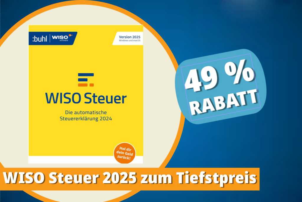 Image: Nie wieder Steuerstress: WISO Steuer 2025 zum neuen Tiefstpreis von 22,99 Euro bei Amazon