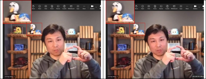 Microsoft Teams video call Super Resolution off/on