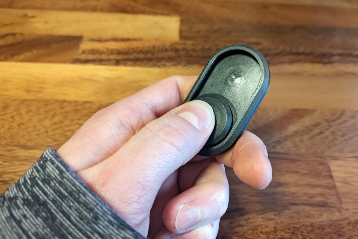 3D printed slider desk fidget toy in hand