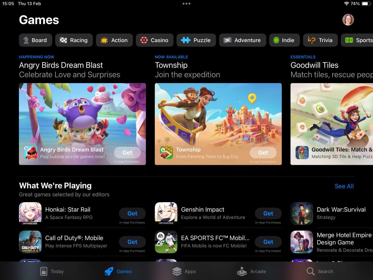 App Store Games tab