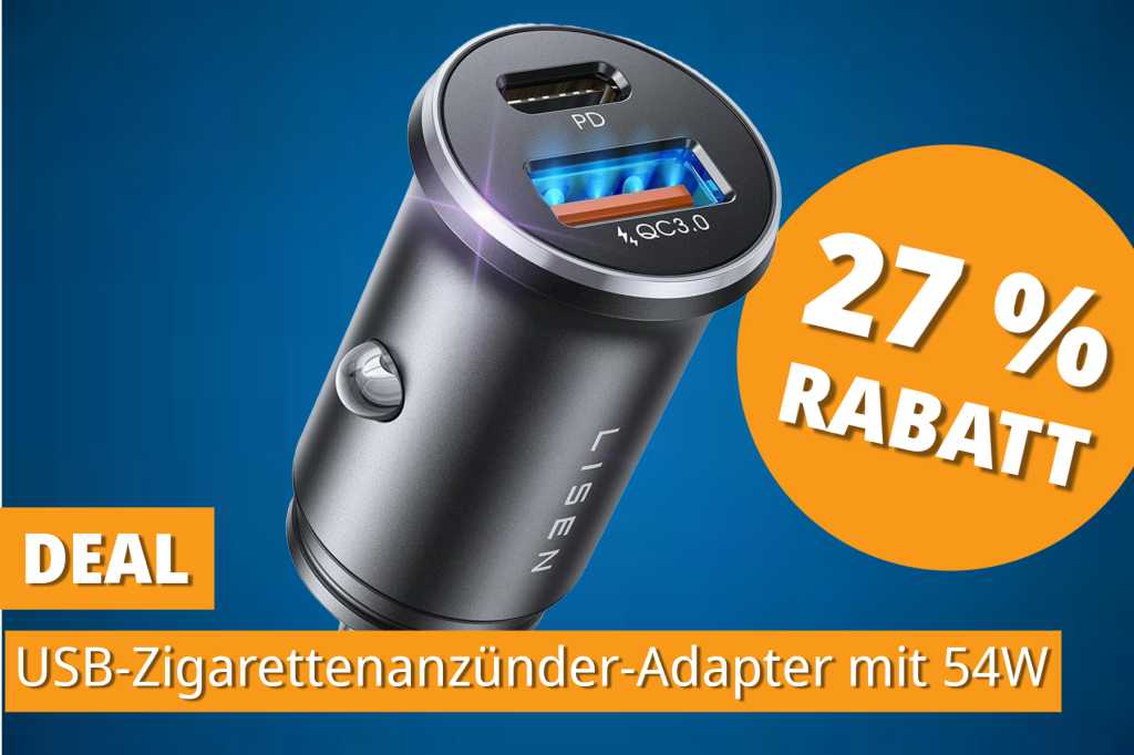 Image: 54-Watt-Power fÃ¼r unterwegs: ZigarettenanzÃ¼nder-USB-Adapter jetzt fÃ¼r nur 7,99 â¬