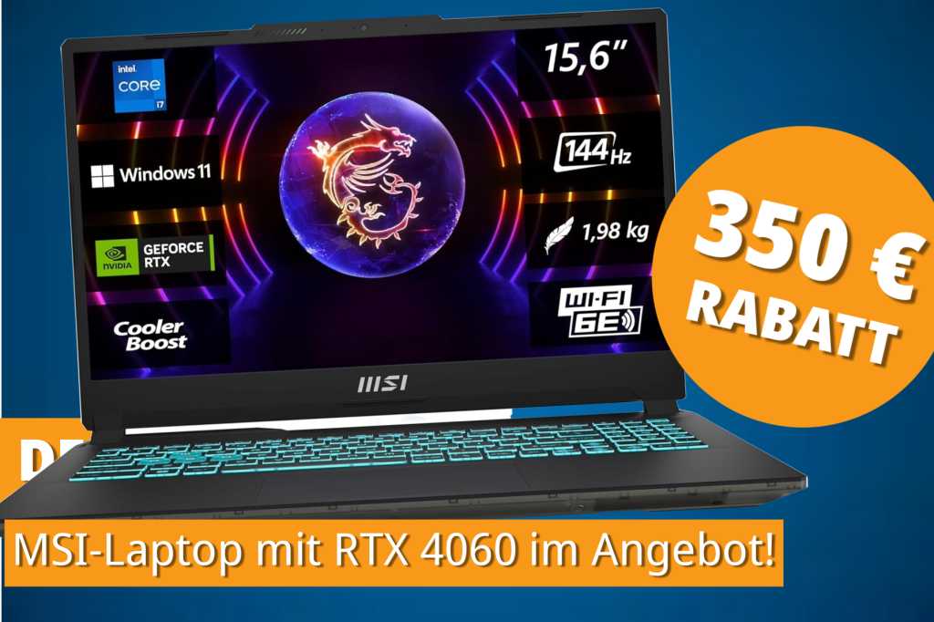 Image: Gaming-Power zum Sparpreis: MSI Gaming-Laptop mit RTX 4060 jetzt 350 â¬ gÃ¼nstiger