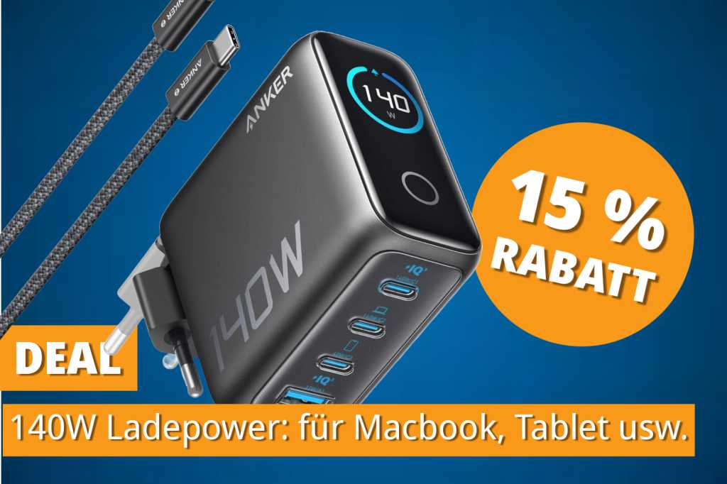 Image: 140W-Power im Angebot: Dieses Bestseller-LadegerÃ¤t lÃ¤dt MacBook, Smartphone & Co. gleichzeitig!