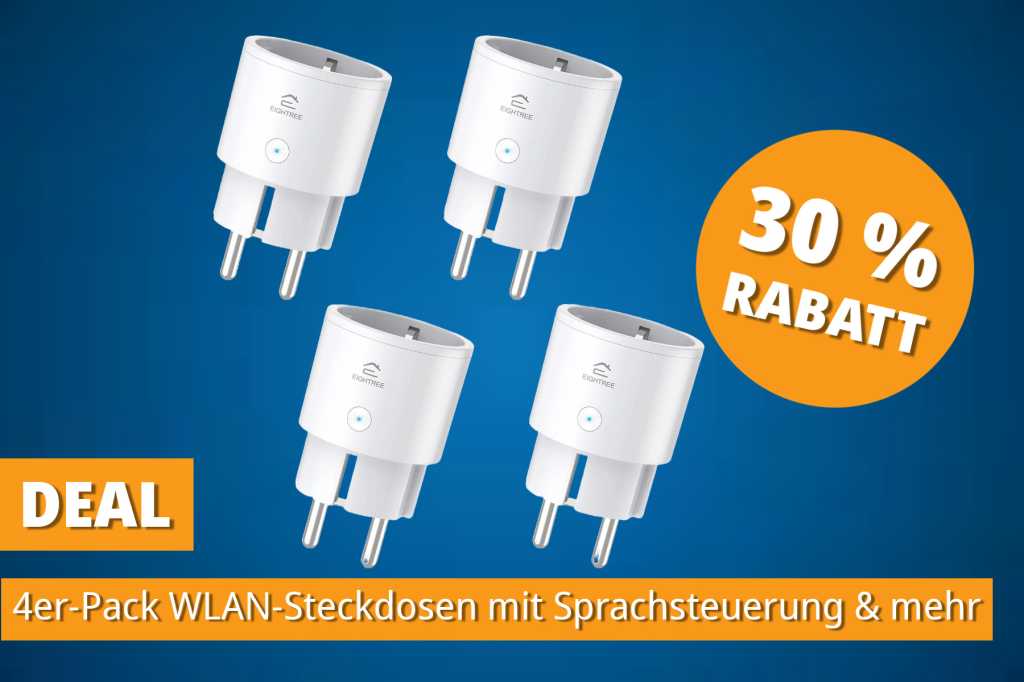 Image: Endlich smart: WLAN-Steckdosen im 4er-Pack mit Sprachsteuerung, Strommessung & mehr fÃ¼r nur 29,99 Euro