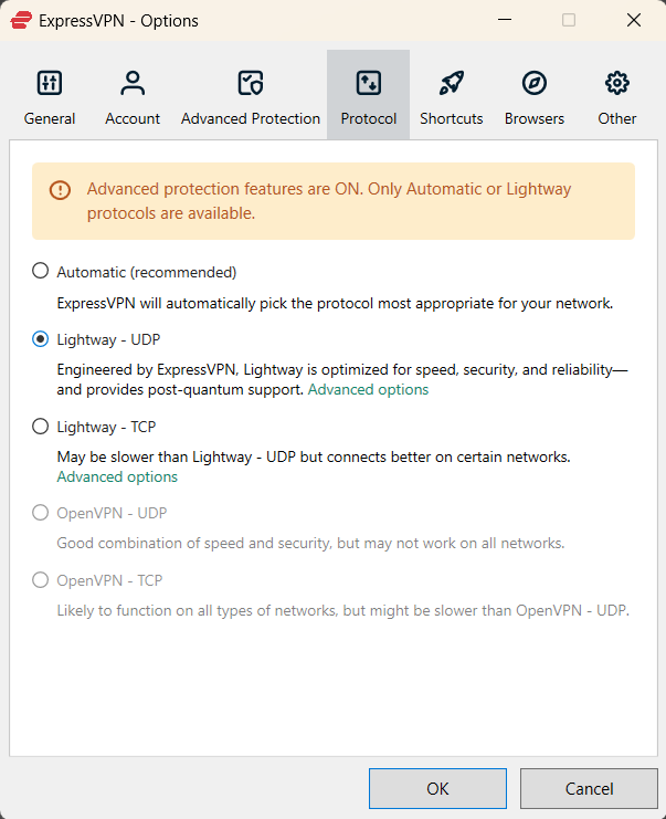 ExpressVPN Lightway protocol