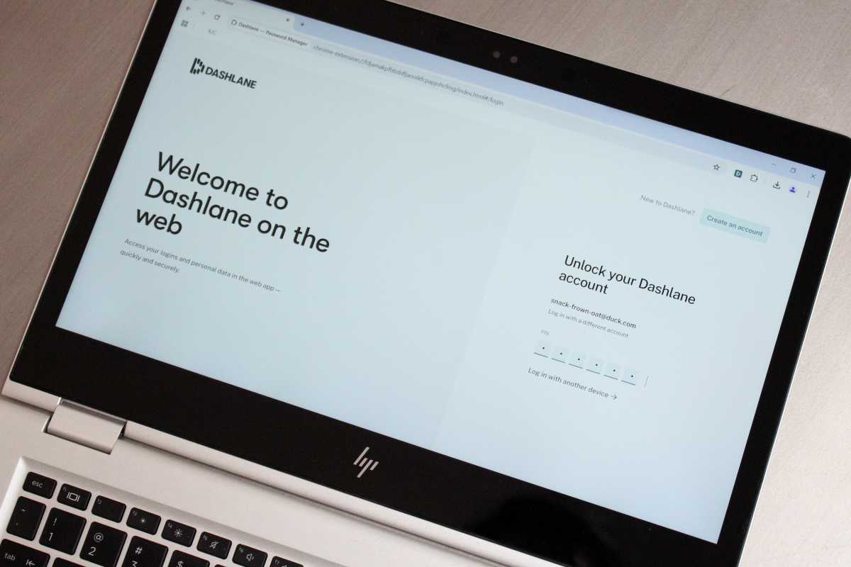 Dashlane website on a laptop