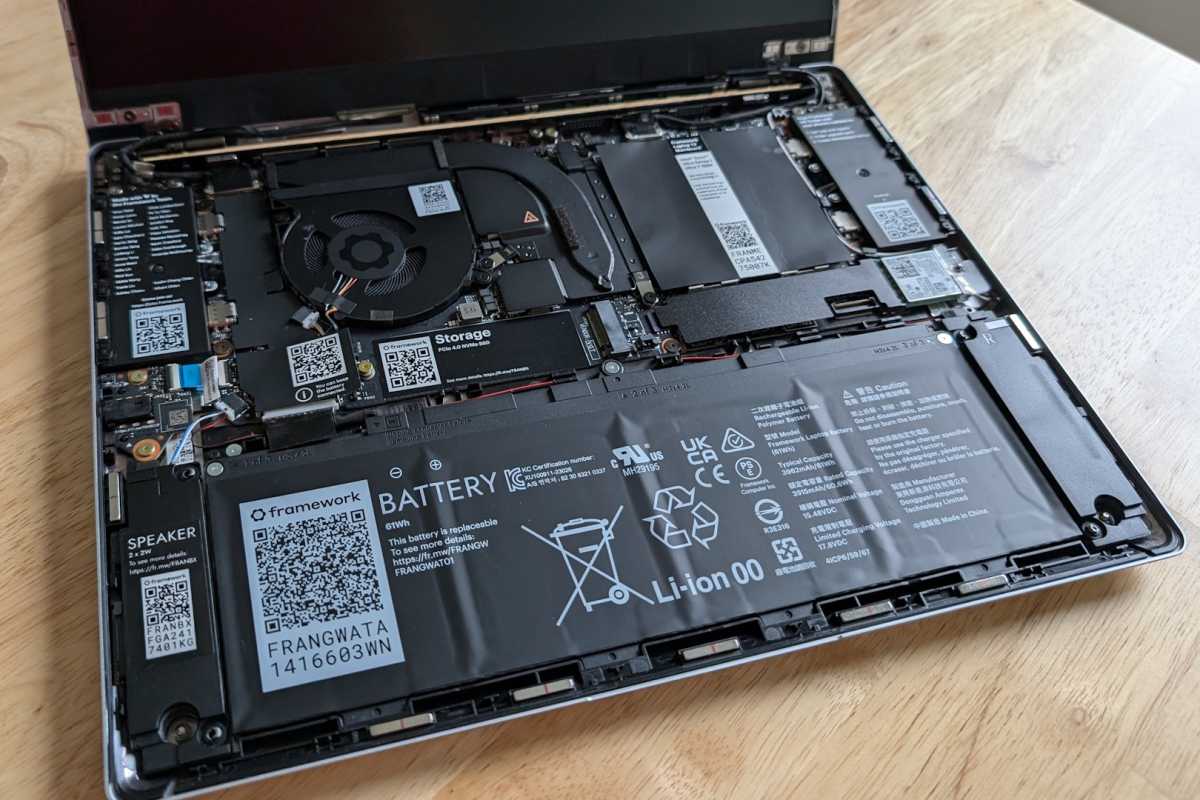 Open Framework laptop with internal components exposed